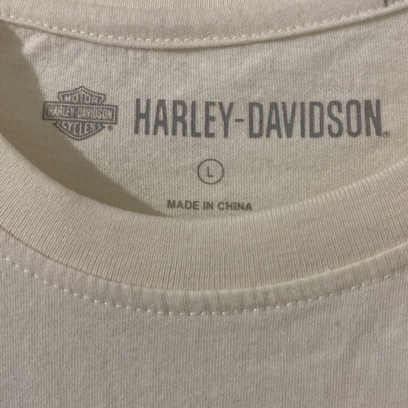 LARGE White Harley Davidson T-Shirt With Rose Patches - Picture 4 of 6